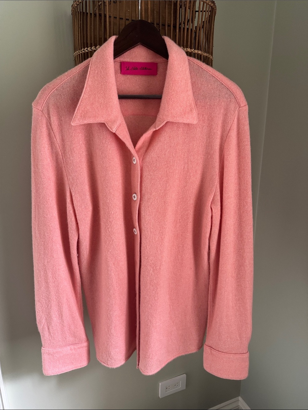 The Elder Statesman Pink Button-Front Cashmere Cardigan